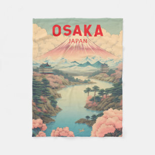Couverture Polaire Osaka Japon Mont Fuji Voyage Art Rétro