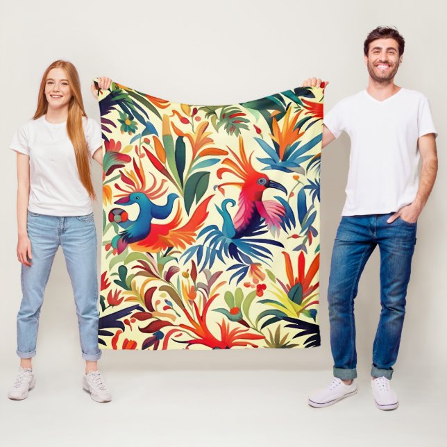 Couverture Polaire Otomi coloré Motif (En situation)