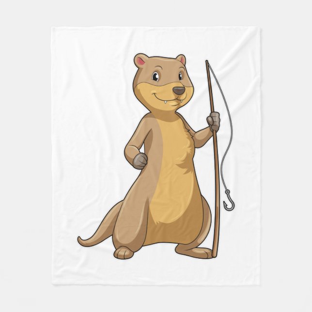 Couverture Polaire Otter comme Fisher avec canne à pêche (Devant)