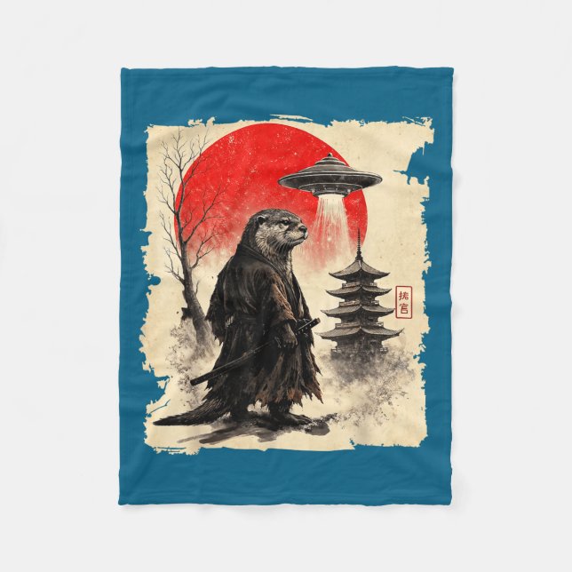 Couverture Polaire Otter Samurai Retro Ufo Japanese Warrior Art Graph (Devant)