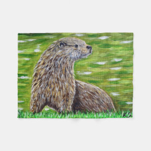 Couverture Polaire Otter sur une peinture de rive d'une rivière