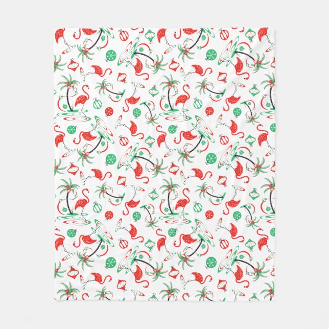 Couverture Polaire Ouatine multi de Flamant rose rouge de Noël (Devant)