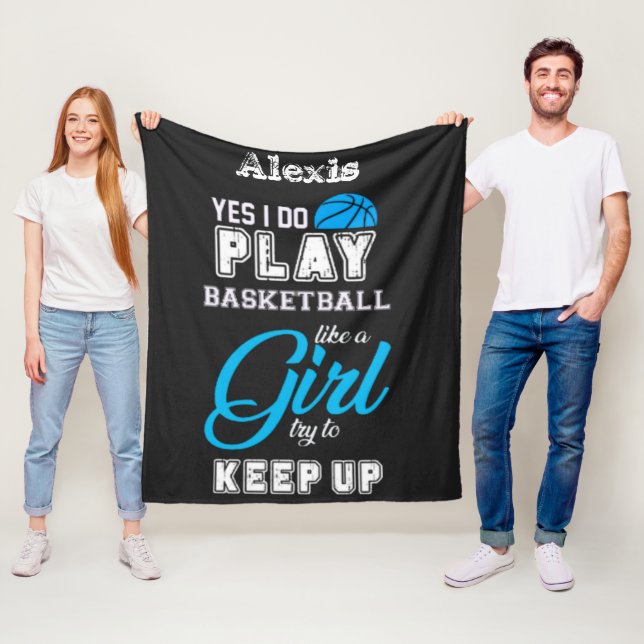 Couverture Polaire Oui Je Joue Au Basket Comme Une Fille Bleue (En situation)