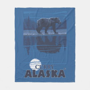 Couverture Polaire Ours dans le clair de lune - cari, Alaska