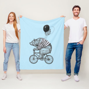 Couverture Polaire Ours de bicyclette de ballon