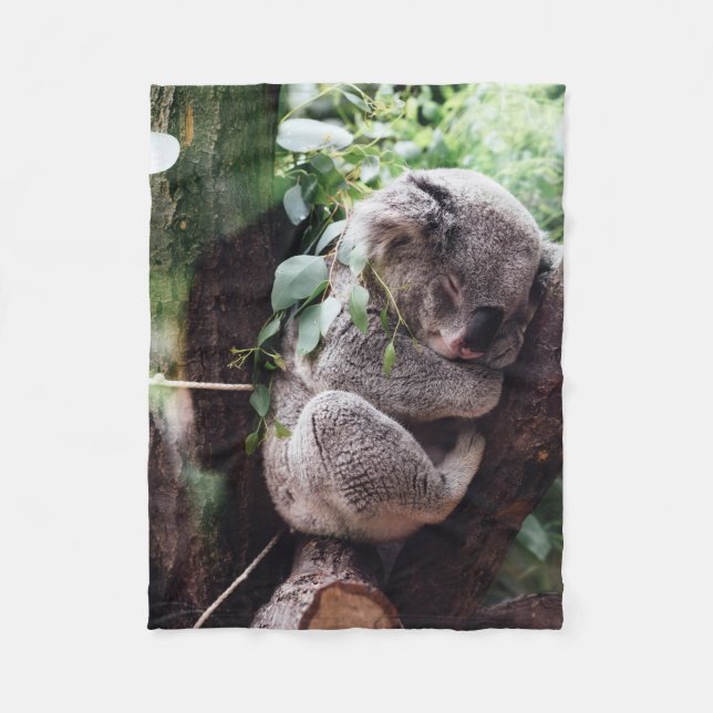 Couverture Polaire Ours de koala mignon détendant dans un arbre (Devant)