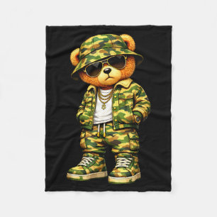 Couverture Polaire Ours en peluche camouflage hip hop gangsta cool