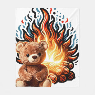 Couverture Polaire Ours en peluche Feu de joie