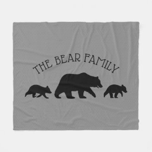 Couverture Polaire Ours grizzli avec cubes Silhouettes Texte personna