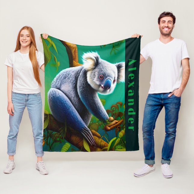 Couverture Polaire Ours Koala Cute Personnalisé (En situation)