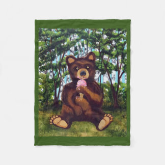 Couverture Polaire Ours Manger crème glacée bébé polaire