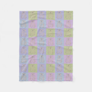 Couverture Polaire Ours mignons sur des fonds colorés avec des points