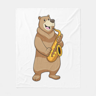 Couverture Polaire Ours musicien avec saxophone