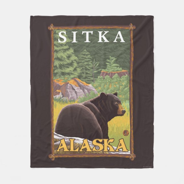 Couverture Polaire Ours noir dans la forêt - Sitka, Alaska (Devant)