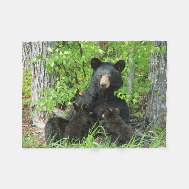 Couverture Polaire Ours noir et cubes jumeaux (Devant (Horizontal))