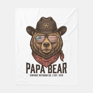 Couverture Polaire Ours Papa Ours Cowboy Patriotique Vintage Vector D