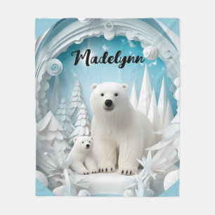 Couverture Polaire Ours polaire avec petit Océan Arctique Hiver blanc