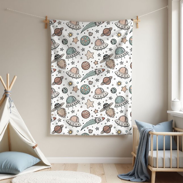 Couverture Polaire Outer Space Blanket Boy Baby Shower Gift Rocket (Outer Space Blanket Boy Baby Shower Gift Rocket)