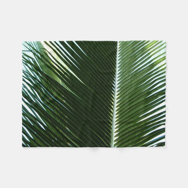Couverture Polaire Overlapping Palm Fronds Tropical Green Abstract (Devant (Horizontal))