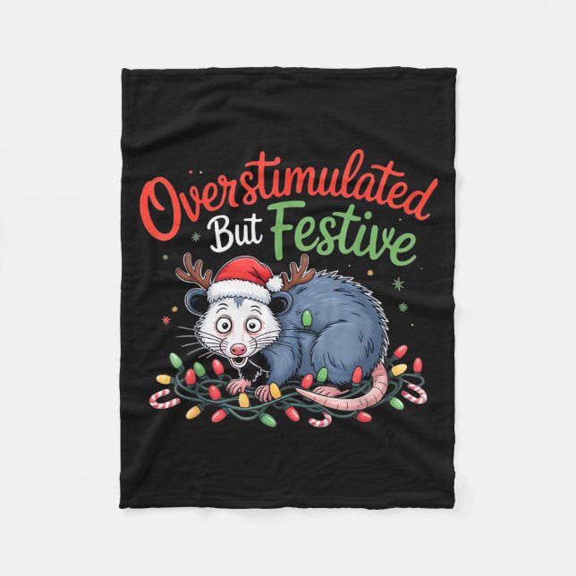 Couverture Polaire Overstimulated But Festive Funny Christmas Ossum U (Devant)