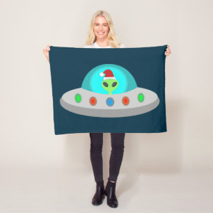 Couverture Polaire OVNI de Noël Ho Ho Alien soucoupe volante