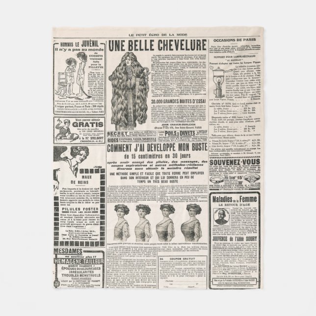 Couverture Polaire Page de journal avec publicité antique (Devant)