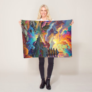 Couverture Polaire Pagode et paysage coloré