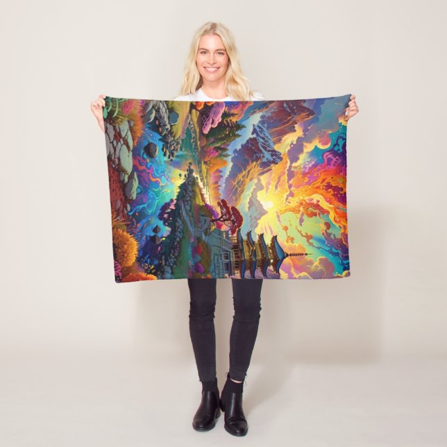 Couverture Polaire Pagode et paysage coloré (En situation)