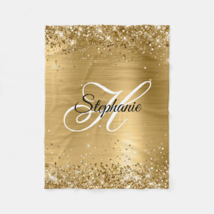 Couverture Polaire Paillettes dorées métallisées Monogramme fantaisie