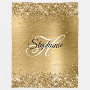Couverture Polaire Paillettes dorées métallisées Monogramme fantaisie