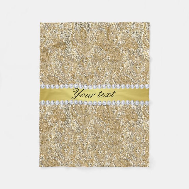 Couverture Polaire Paillettes et diamants d'or de Faux (Devant)