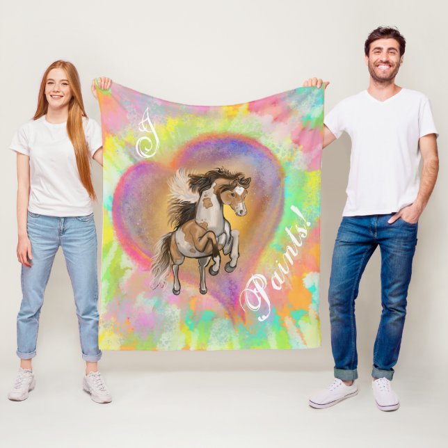 Couverture Polaire Paint Horse Love (En situation)