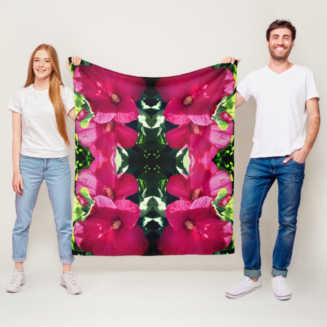 Couverture Polaire Paire de fleurs rouge Hibiscus Abstrait (En situation)