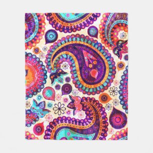 Couverture Polaire Paisley Floral Indian Ornement sans fil