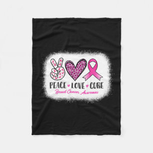 Couverture Polaire Paix Amour Cure Léopard Sensibilisation au cancer 
