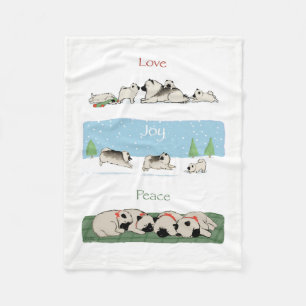 Couverture Polaire Paix de joie d'amour de Keeshond