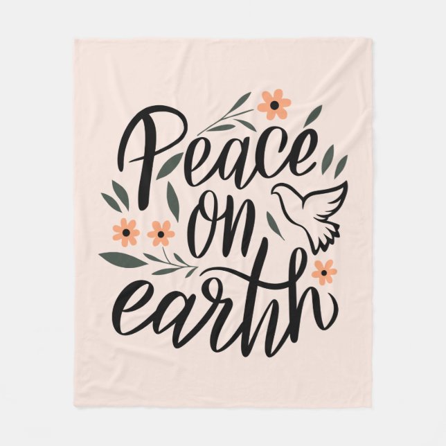 Couverture Polaire Paix sur Terre Design Floral (Devant)