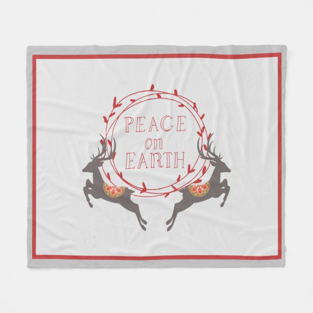 Couverture Polaire Paix sur Terre Reindee vacances (Devant (Horizontal))