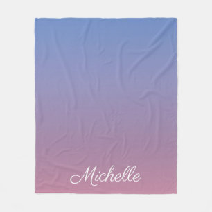 Couverture Polaire Pale rose et bleu dégradé ombre