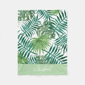 Couverture Polaire Palmier Tropical Coloré Feuilles Nom Bébé