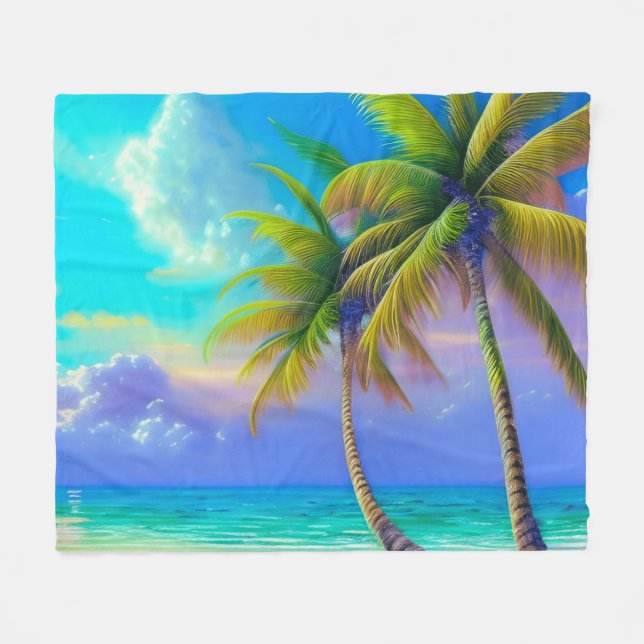 Couverture Polaire Palmiers à la tombée de nuit Tropical (Devant (Horizontal))