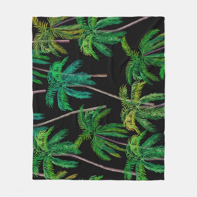 Couverture Polaire Palmiers : Motif d'été acrylique. (Devant)