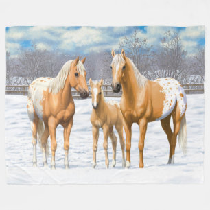Couverture Polaire Palomino Appaloosa Chevaux En Neige