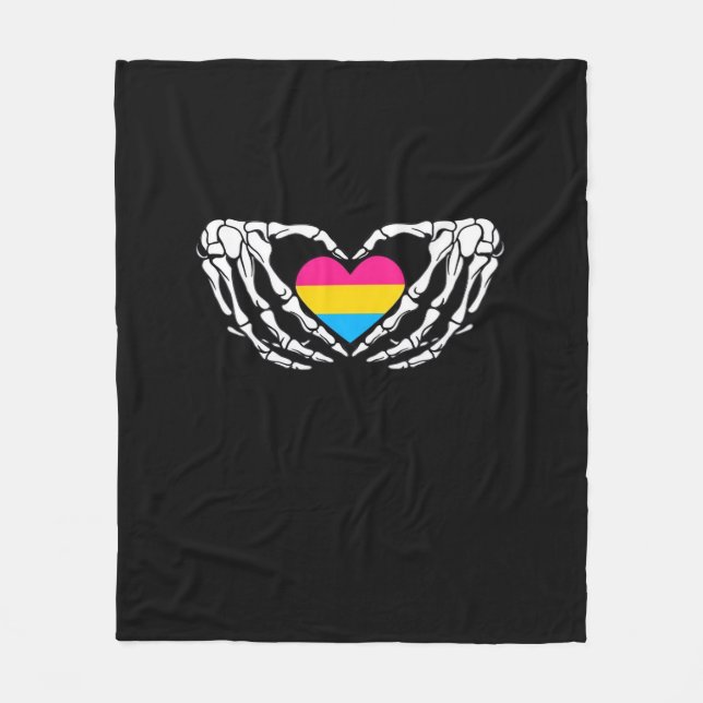 Couverture Polaire Pan Pride Skeleton Halloween Pan Goth Heart (Devant)