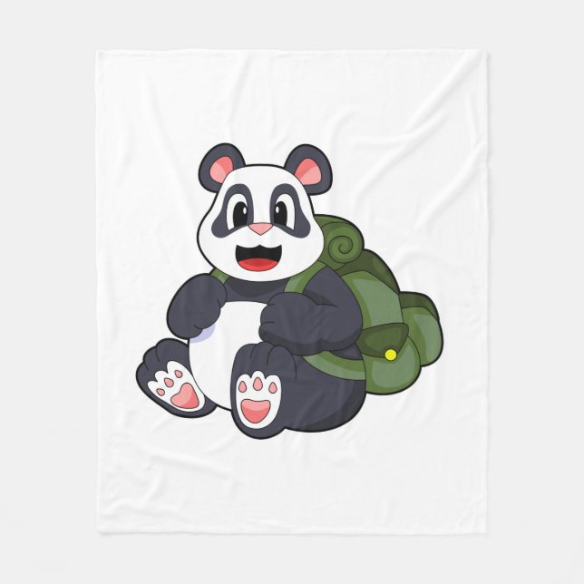 Couverture Polaire Panda comme randonneur avec sac à dos (Devant)