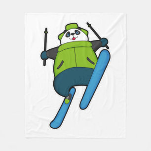 Couverture Polaire Panda comme Saut à ski avec Ski