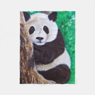 Couverture Polaire Panda dans une peinture d'arbre