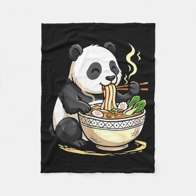 Couverture Polaire Panda Eating Funny Ramen Noodles  (Devant)