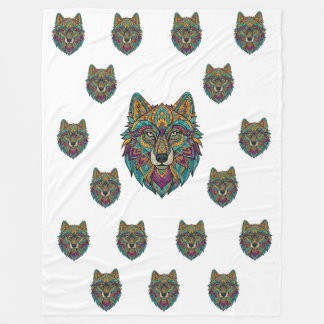 Couverture Polaire Panda et Art de Loup Abstrait Grande Taille Plaid 