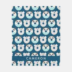 Couverture Polaire Panda Koala Kawaii donne un nom bleu personnalisé